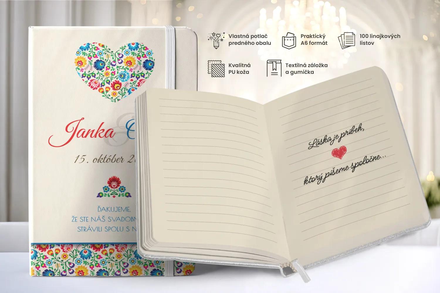 Personalizovaný svadobný zápisník pre hostí - vzor Ľudový vzor 01 1/2