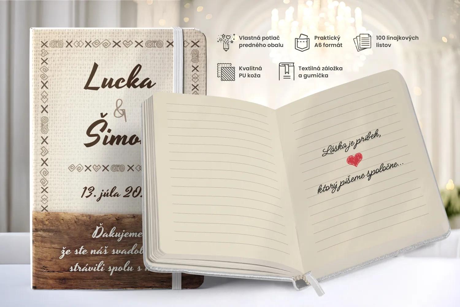 Personalizovaný svadobný zápisník pre hostí - vzor Ľudový vzor 02 1/2