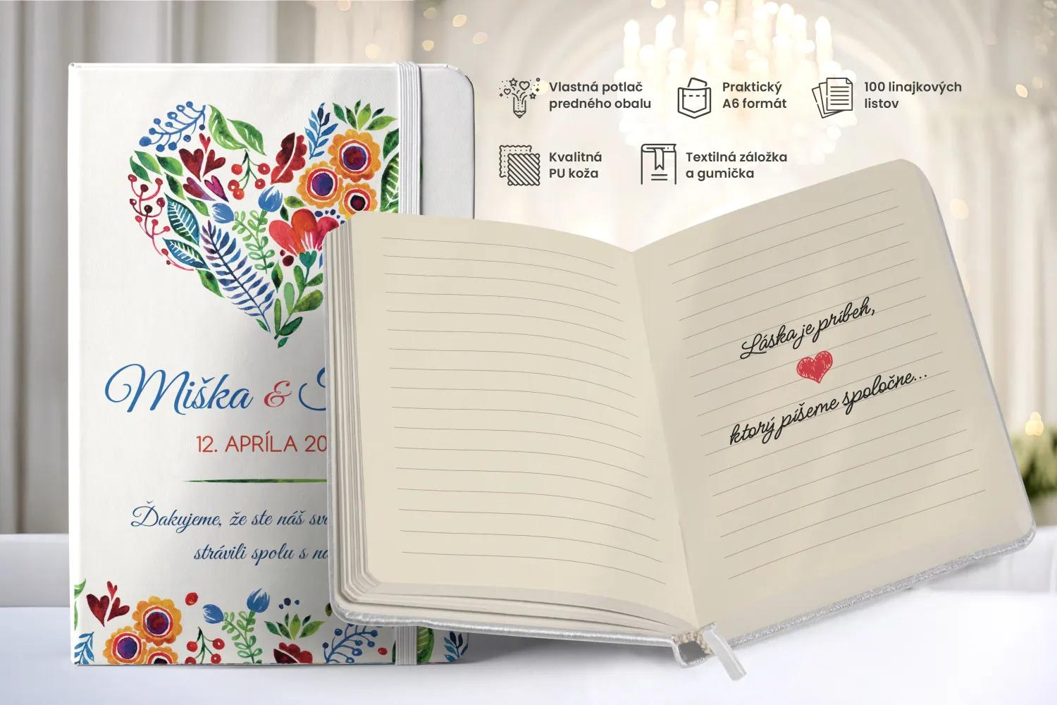 Personalizovaný svadobný zápisník pre hostí - vzor Ľudový vzor 03 1/2