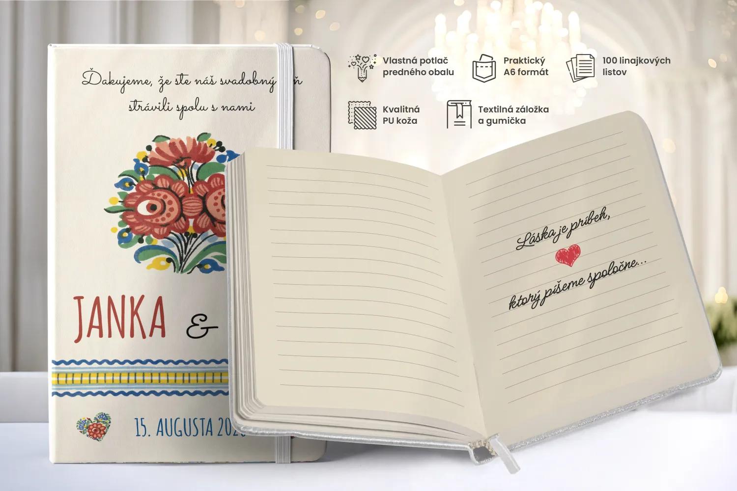Personalizovaný svadobný zápisník pre hostí - vzor Ľudový vzor 04 1/2