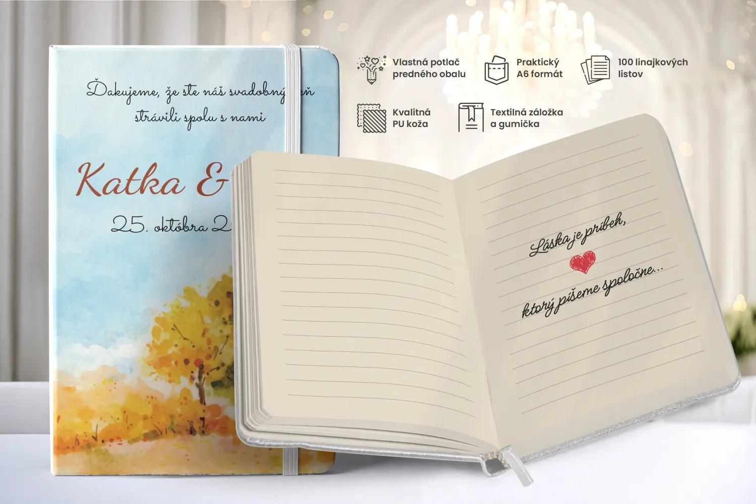 Personalizovaný svadobný zápisník pre hostí - vzor Jeseň 02 1/2