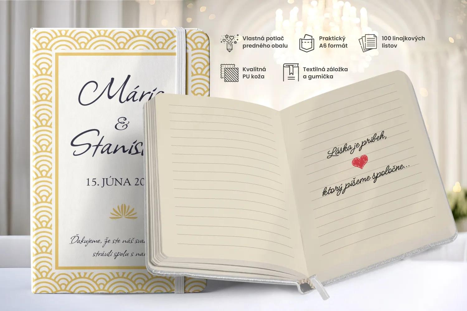Personalizovaný svadobný zápisník pre hostí - vzor Art Deco 03 1/2