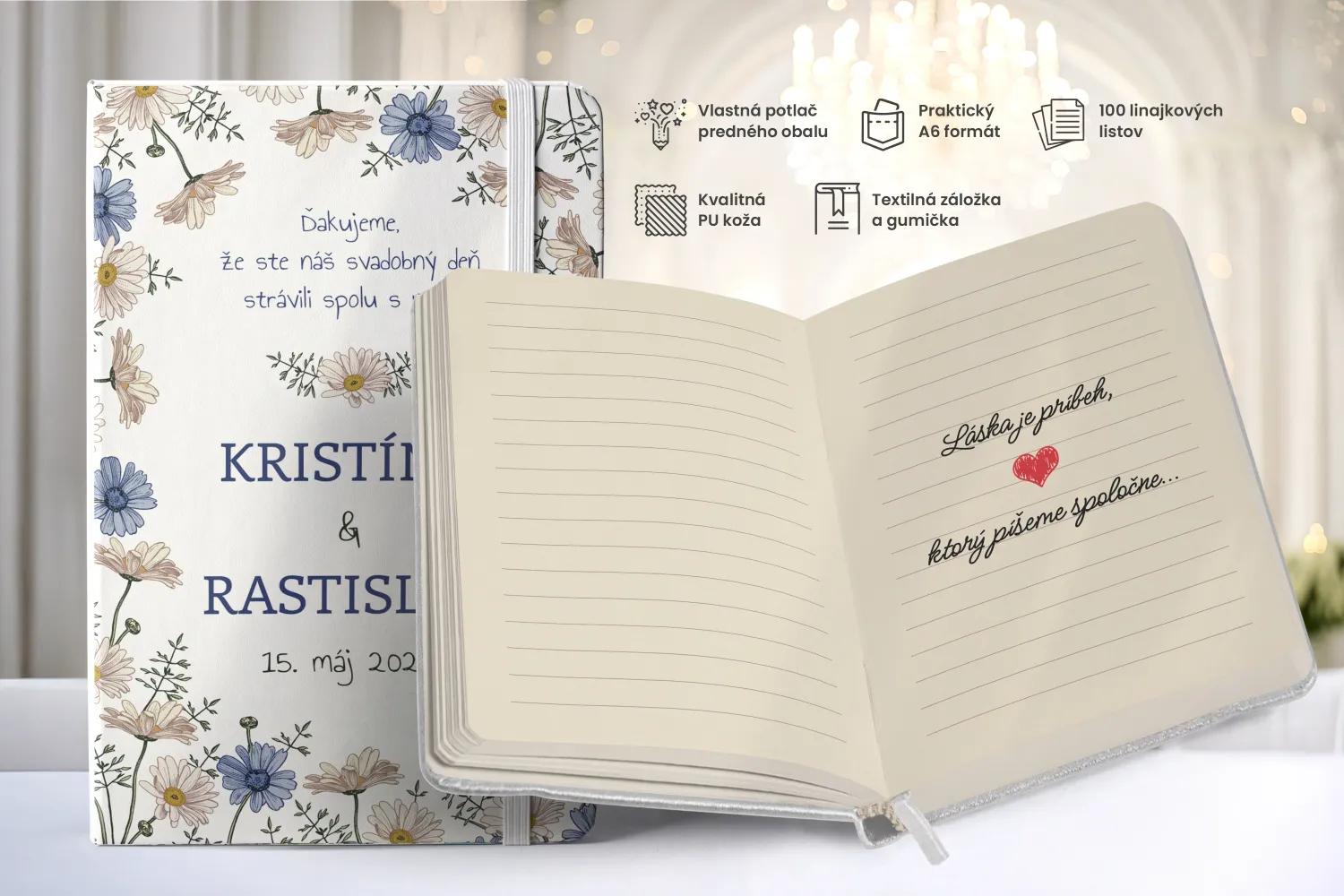 Personalizovaný svadobný zápisník pre hostí - vzor Harmanček 1/2