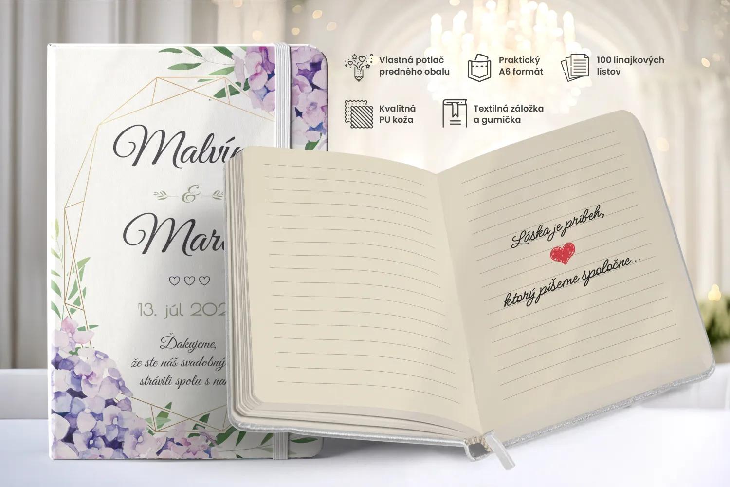 Personalizovaný svadobný zápisník pre hostí - vzor Hortenzia 1/2
