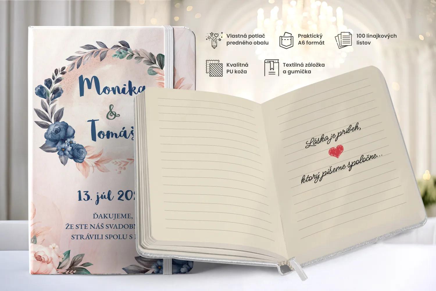Personalizovaný svadobný zápisník pre hostí - vzor Šípové ruže 04 1/2