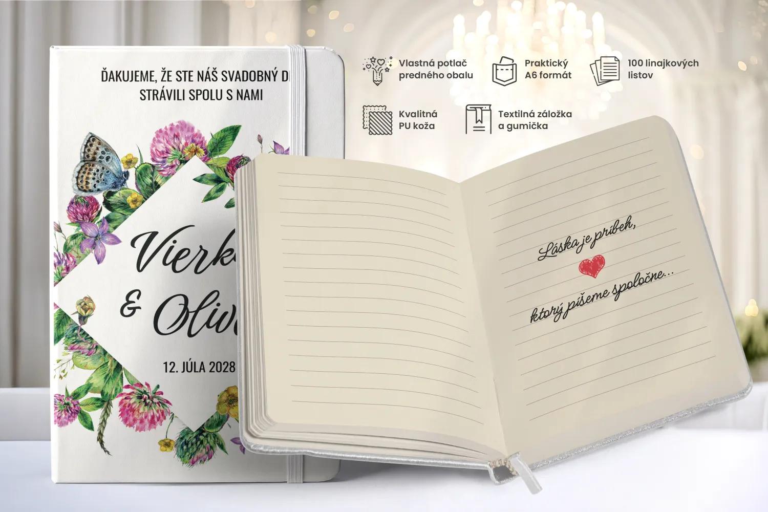 Personalizovaný svadobný zápisník pre hostí - vzor Poľné kvety 06 1/2