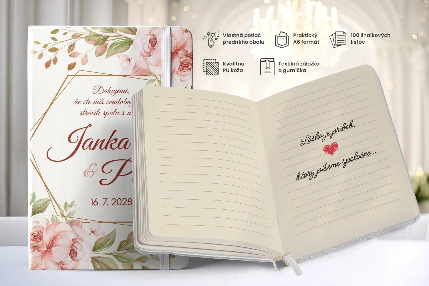Personalizovaný svadobný zápisník pre hostí - vzor Kvetinový sen 1/2
