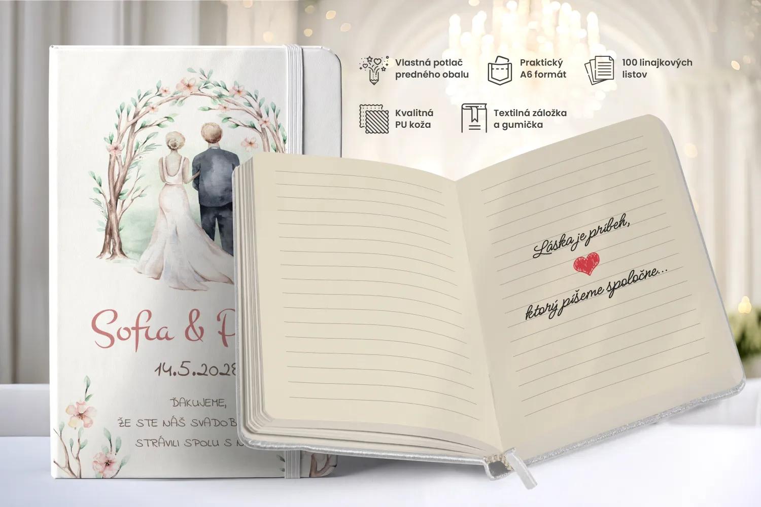 Personalizovaný svadobný zápisník pre hostí - vzor Svadobná brána 1/2