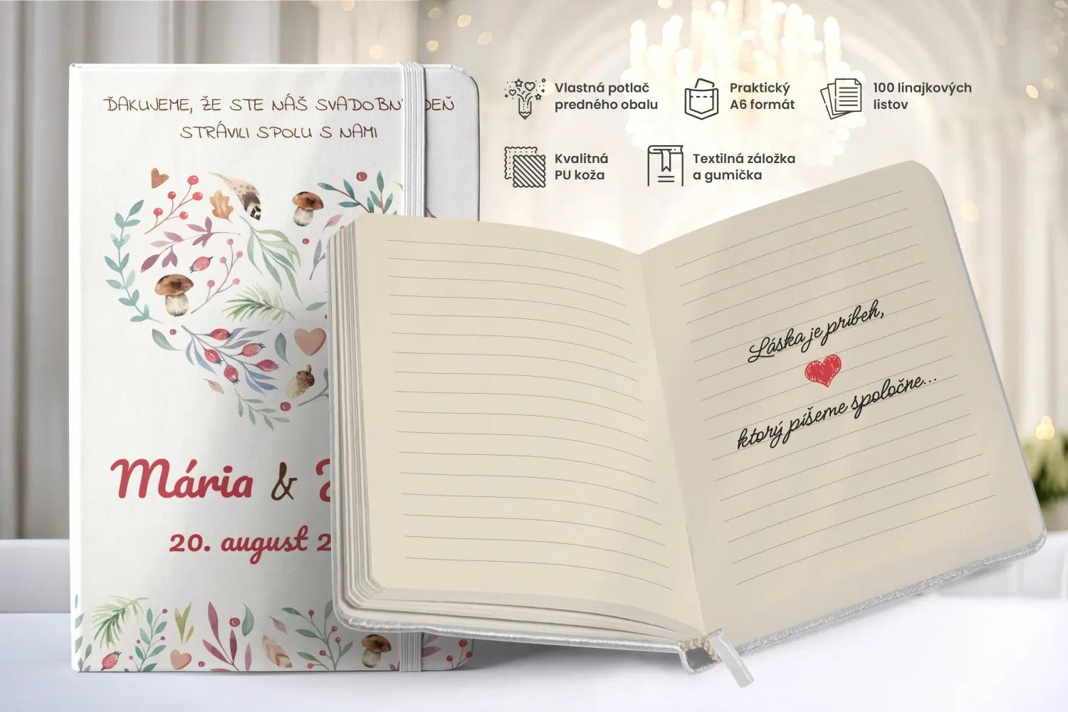 Personalizovaný svadobný zápisník pre hostí - vzor Lesné plody 02 1/2