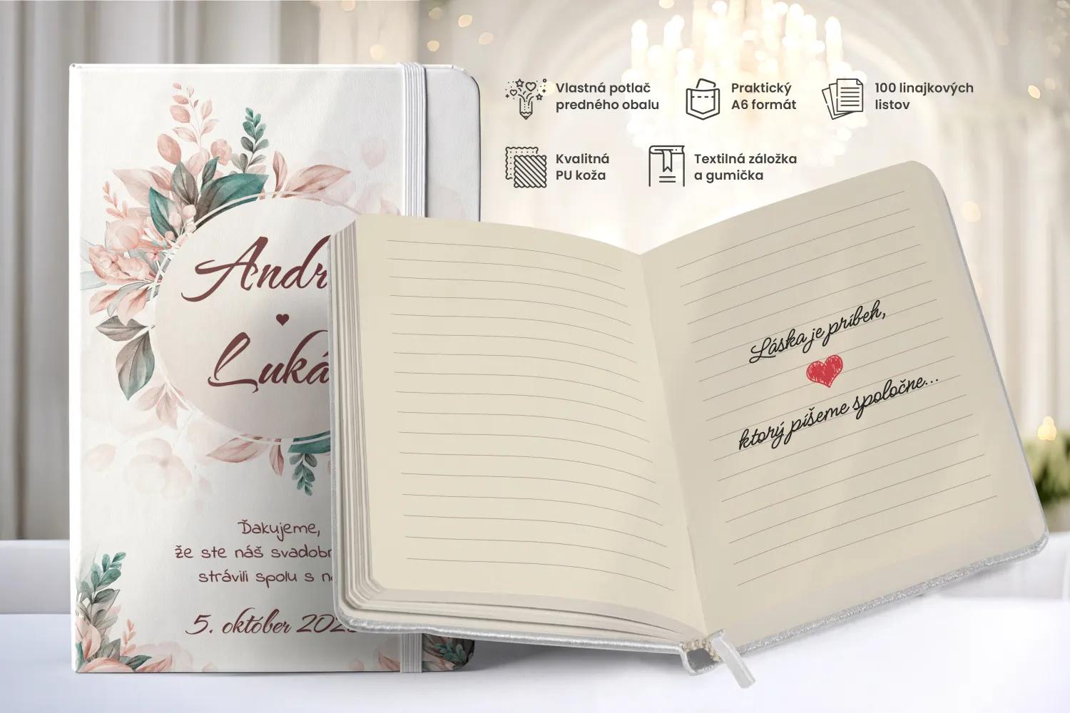 Personalizovaný svadobný zápisník pre hostí - vzor Botanic 01 1/2