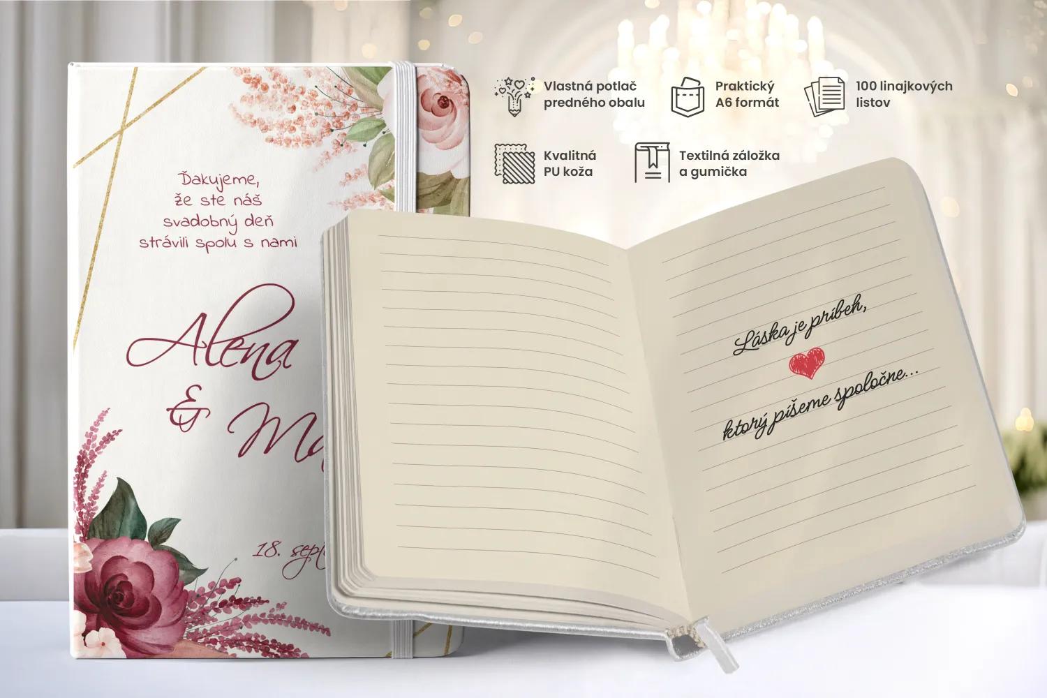 Personalizovaný svadobný zápisník pre hostí - vzor Botanic 02 1/2