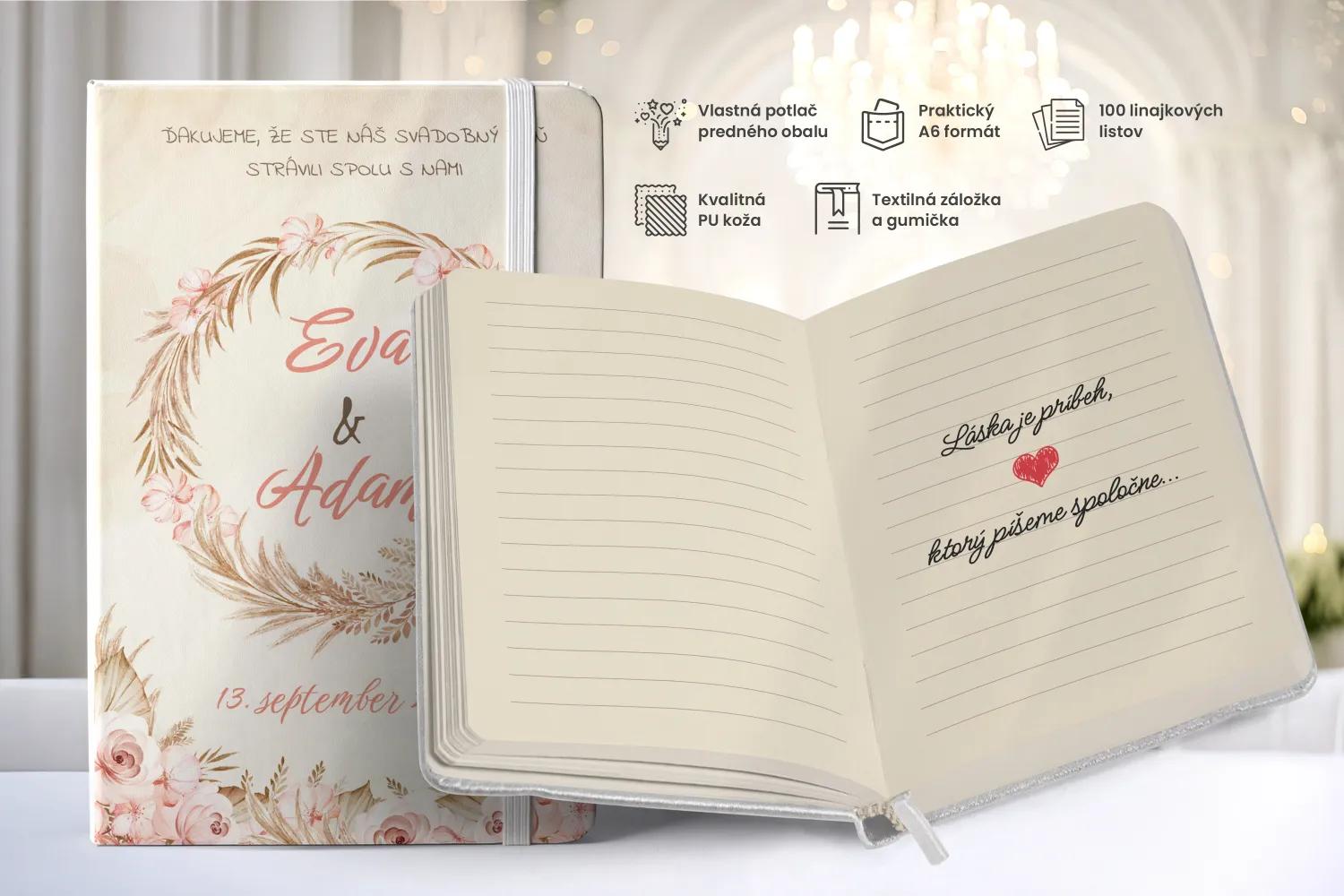 Personalizovaný svadobný zápisník pre hostí - vzor Sušené kvety 01 1/2