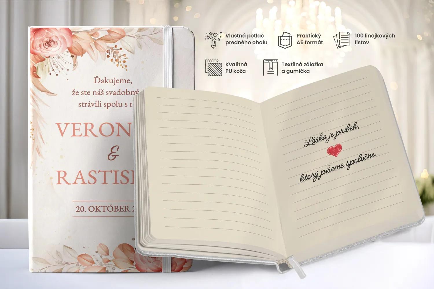 Personalizovaný svadobný zápisník pre hostí - vzor Sušené kvety 02 1/2