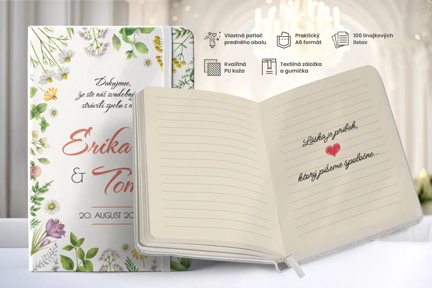 Personalizovaný svadobný zápisník pre hostí - vzor Bylinkový sen 1/2