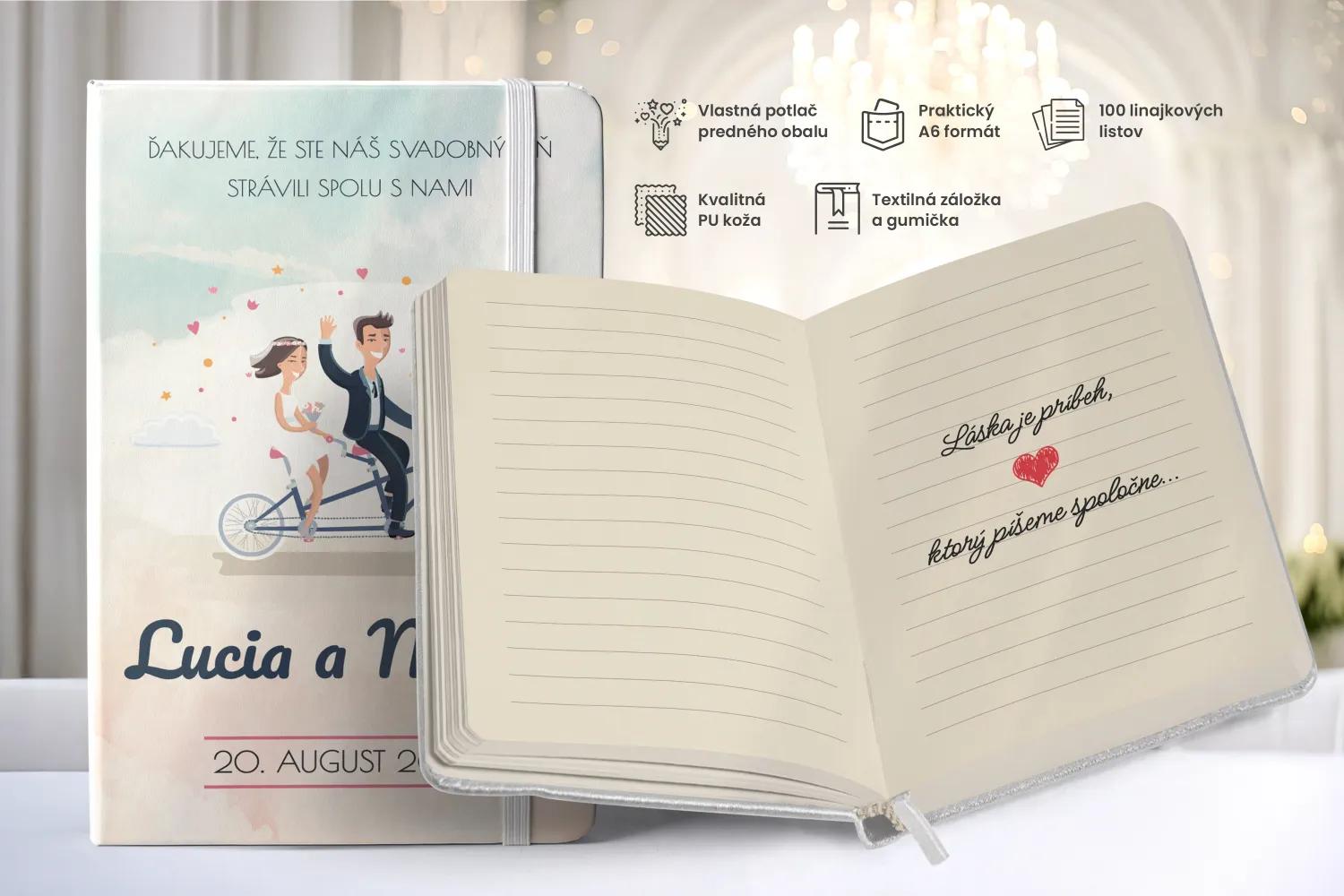 Personalizovaný svadobný zápisník pre hostí - vzor Zaľúbený pár 02 1/2