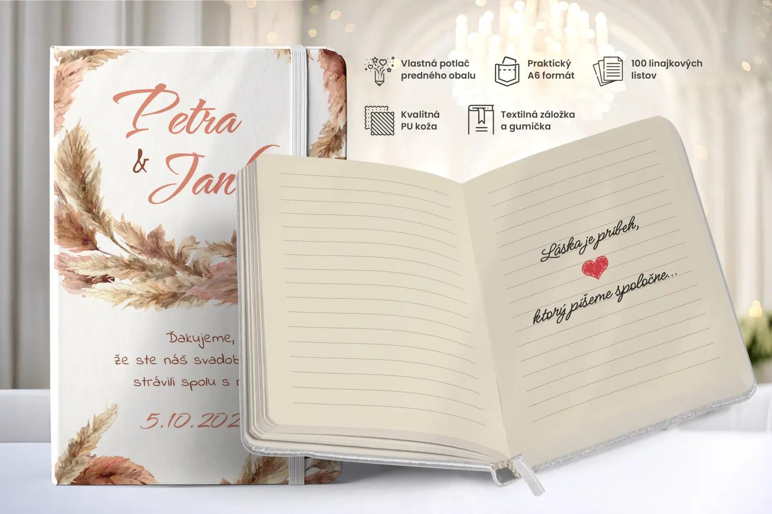 Personalizovaný svadobný zápisník pre hostí - vzor Bohem 01 1/2