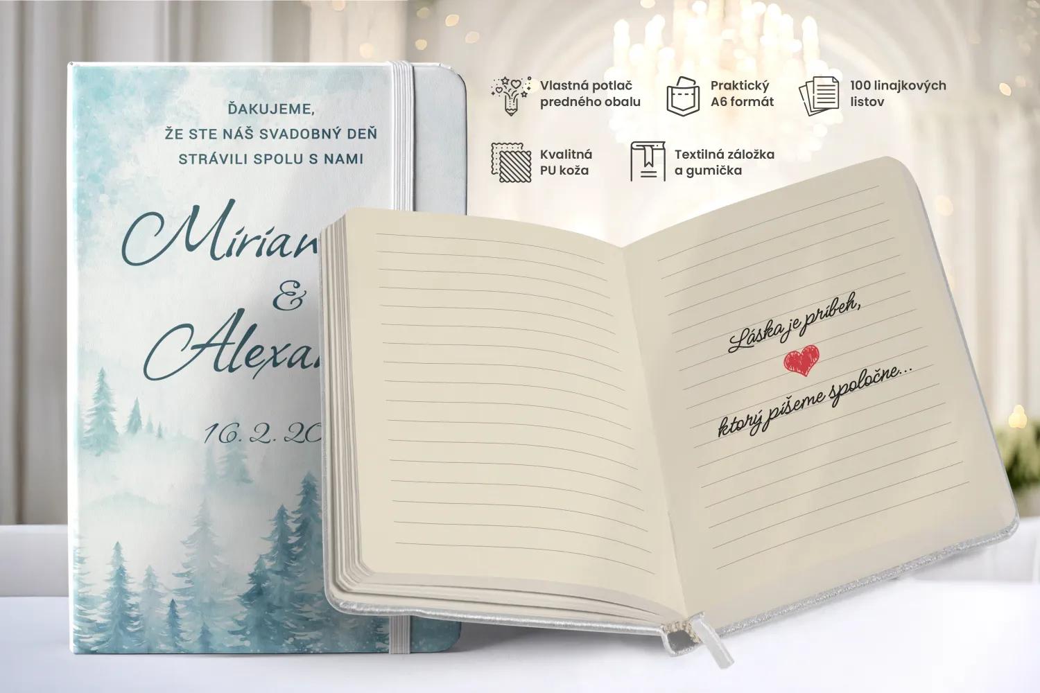 Personalizovaný svadobný zápisník pre hostí - vzor Zimná krajina 01 1/2