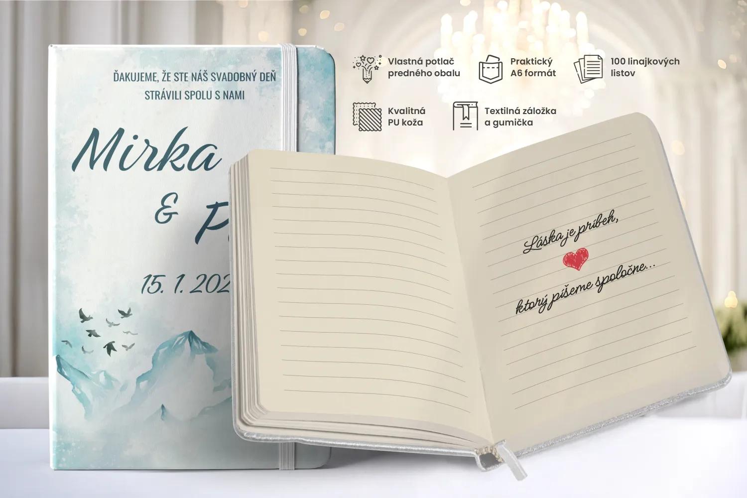 Personalizovaný svadobný zápisník pre hostí - vzor Zimná krajina 02 1/2