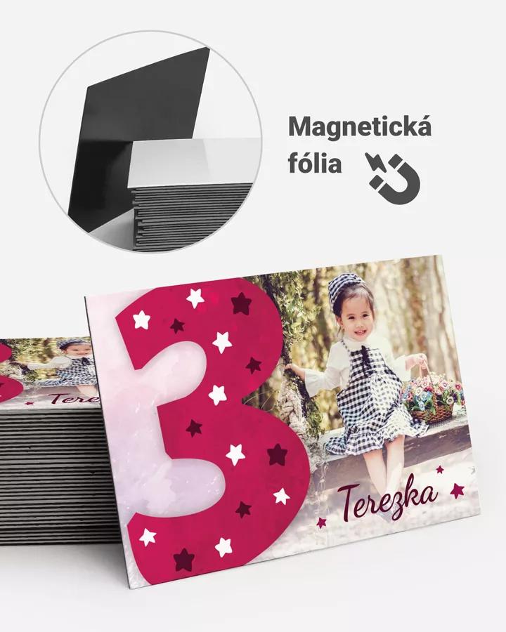 Pamätné magnetky z oslavy obdĺžnik - motív s vlastnou fotkou 01 - ružová