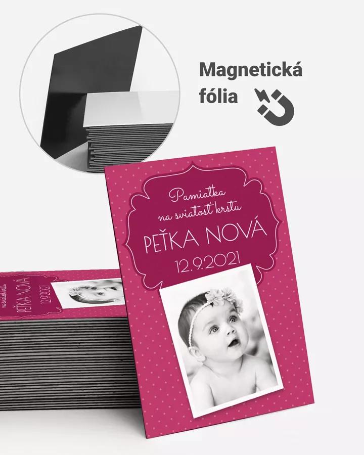 Pamätné magnetky zo sviatosti krstu, prijímania, konfirmácie - motív 03 ružová