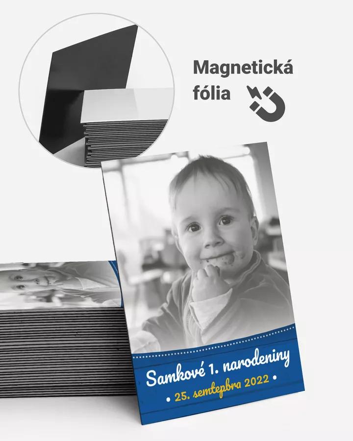 Pamätné magnetky z oslavy obdĺžnik - Detský motív 02 - modrá