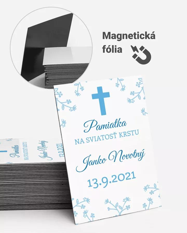 Pamätné magnetky zo sviatosti krstu, prijímania, konfirmácie - motív 05 modrá