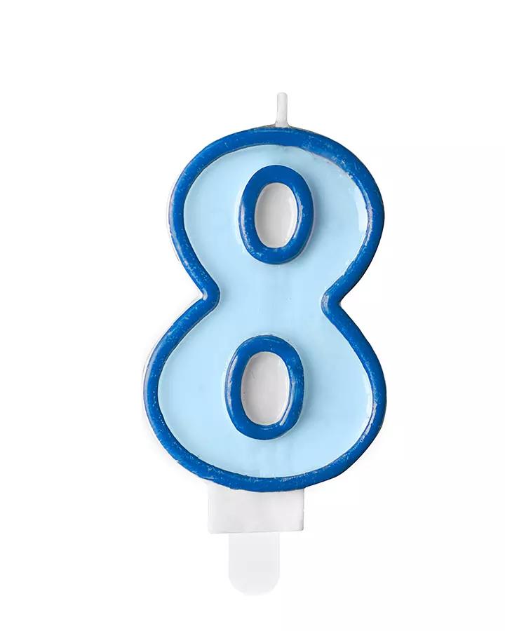 Tortová sviečka modrá - 8 rokov