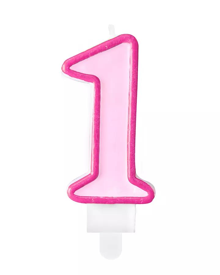 Tortová sviečka ružová - 1 rok