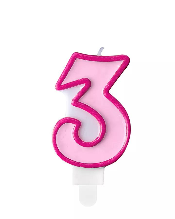 Tortová sviečka ružová - 3 roky