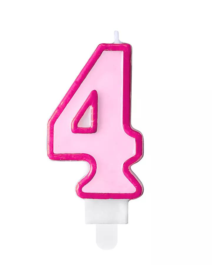 Tortová sviečka ružová - 4 roky