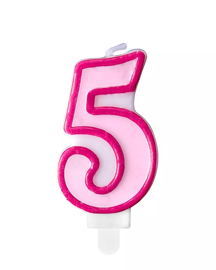 Tortová sviečka ružová - 5 rokov