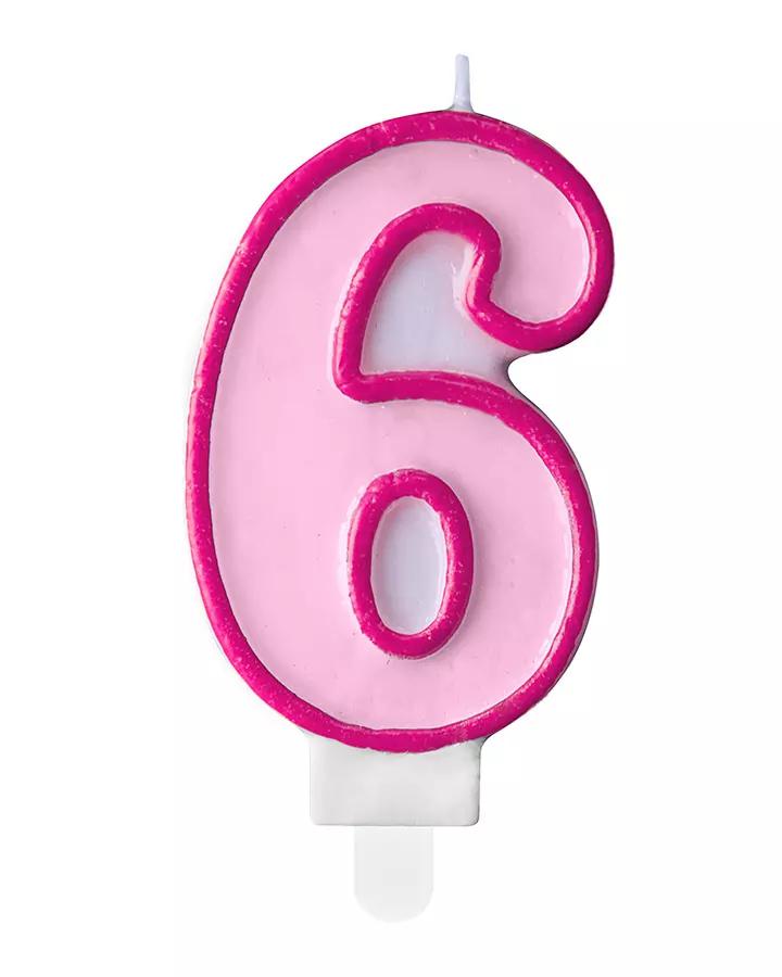 Tortová sviečka ružová - 6 rokov