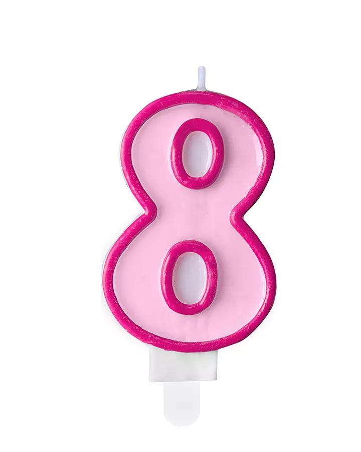 Tortová sviečka ružová - 8 rokov