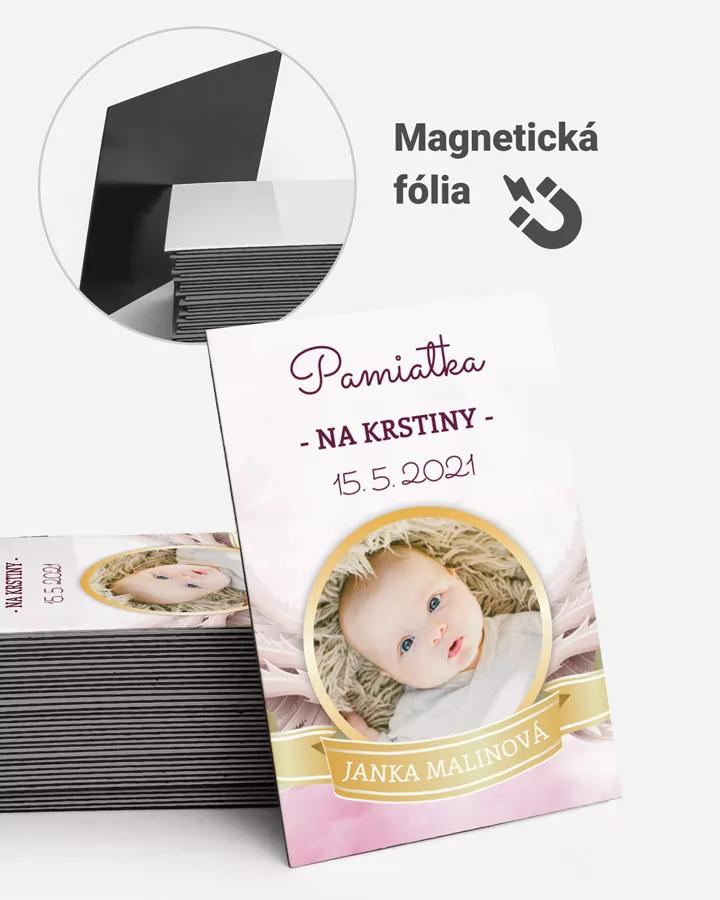 Pamätné magnetky zo sviatosti krstu, prijímania, konfirmácie - motív 07 ružová