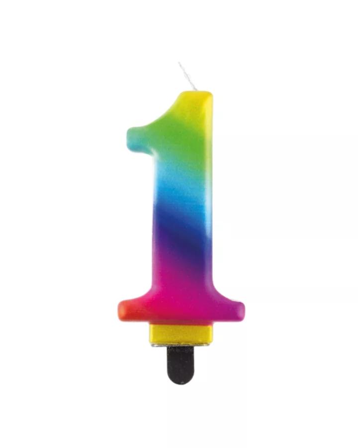 Narodeninová sviečka číslo 1 dúhová