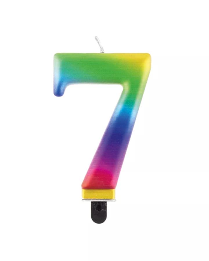 Narodeninová sviečka číslo 7 dúhová