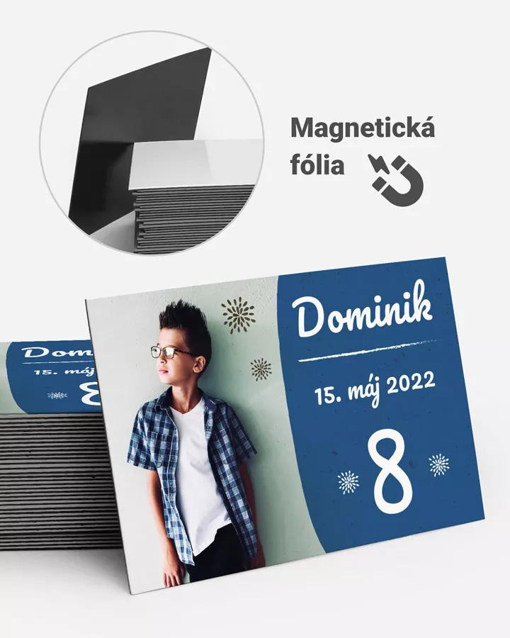 Pamätné magnetky z oslavy obdĺžnik - s fotkou 03 - modrá
