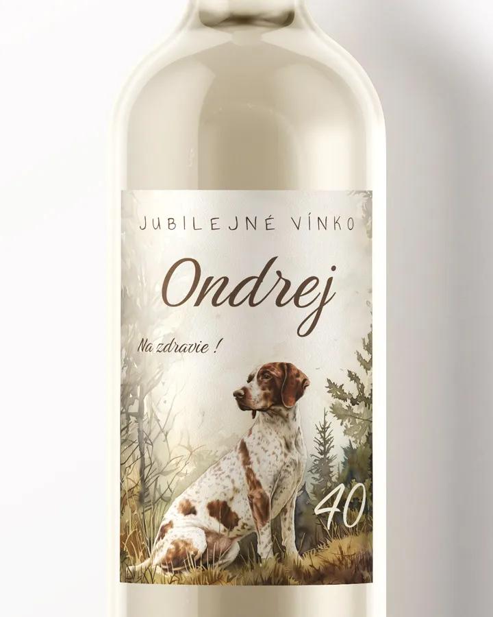 Etikety na víno / pálenku motív Poľovný pes 01