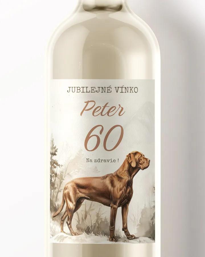 Etikety na víno / pálenku motív Poľovný pes 02