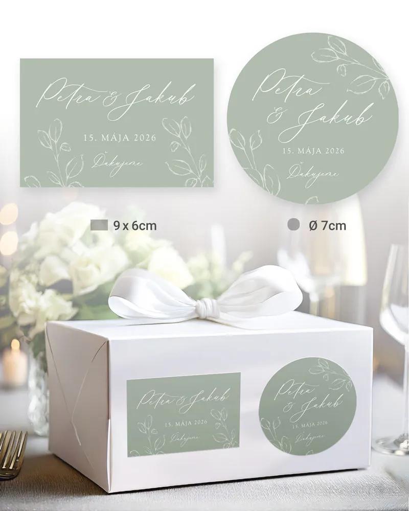 Nálepky na výslužky Listy lásky (sage)