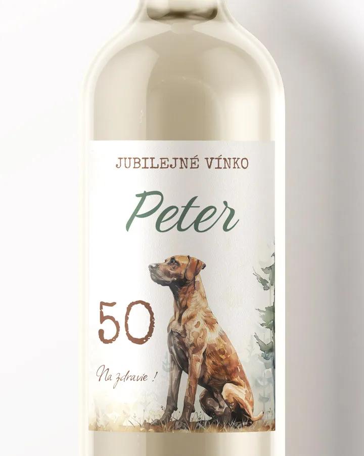 Etikety na víno / pálenku motív Poľovný pes 03