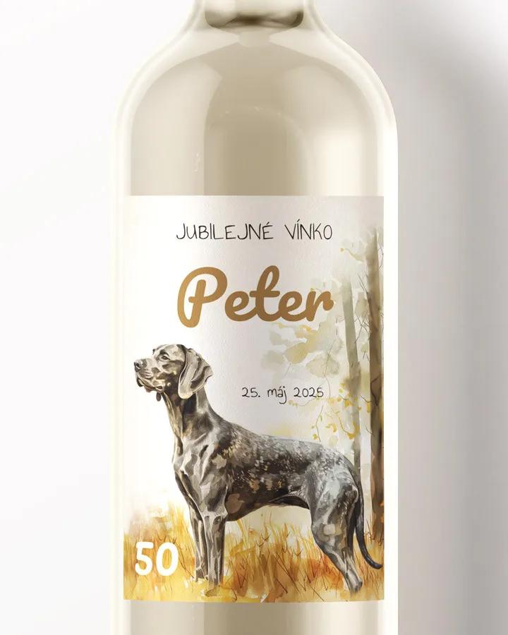 Etikety na víno / pálenku motív Poľovný pes 04