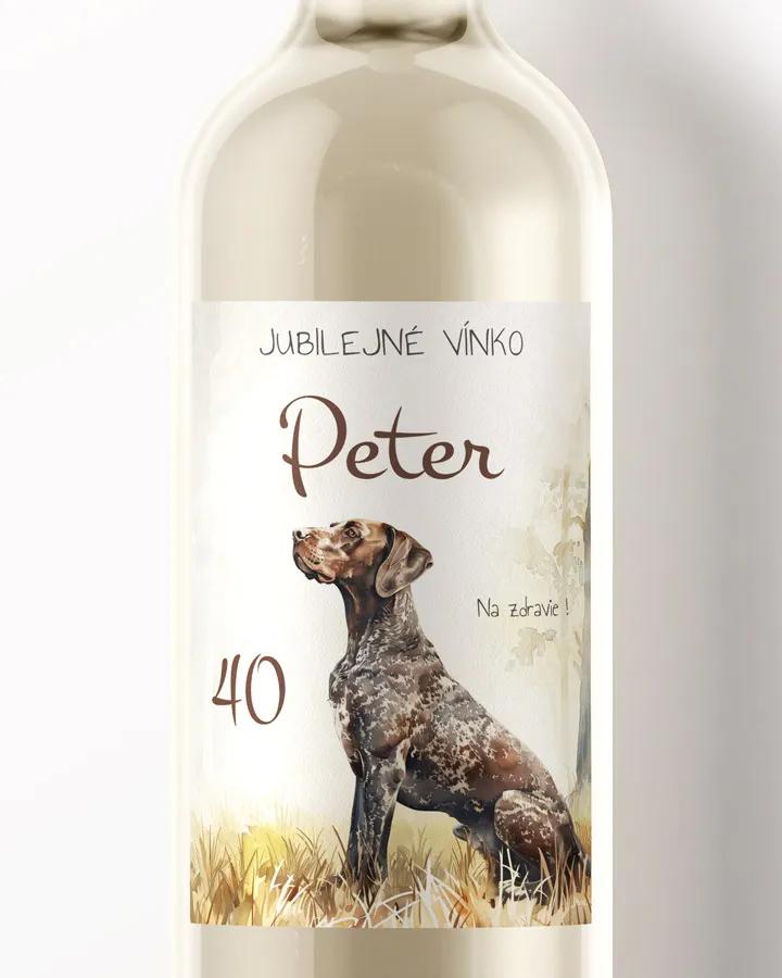 Etikety na víno / pálenku motív Poľovný pes 05