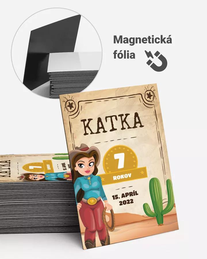 Pamätné magnetky z oslavy obdĺžnik - Divoký západ - dievča