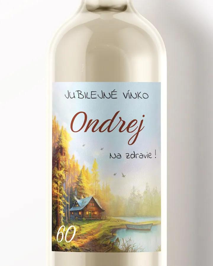 Etikety na víno / pálenku motív Lesná chata