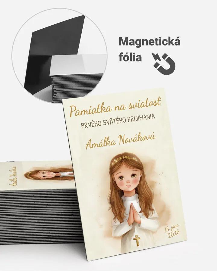 Pamätné magnetky zo sviatosti krstu, prijímania, konfirmácie - motív 14 dievča