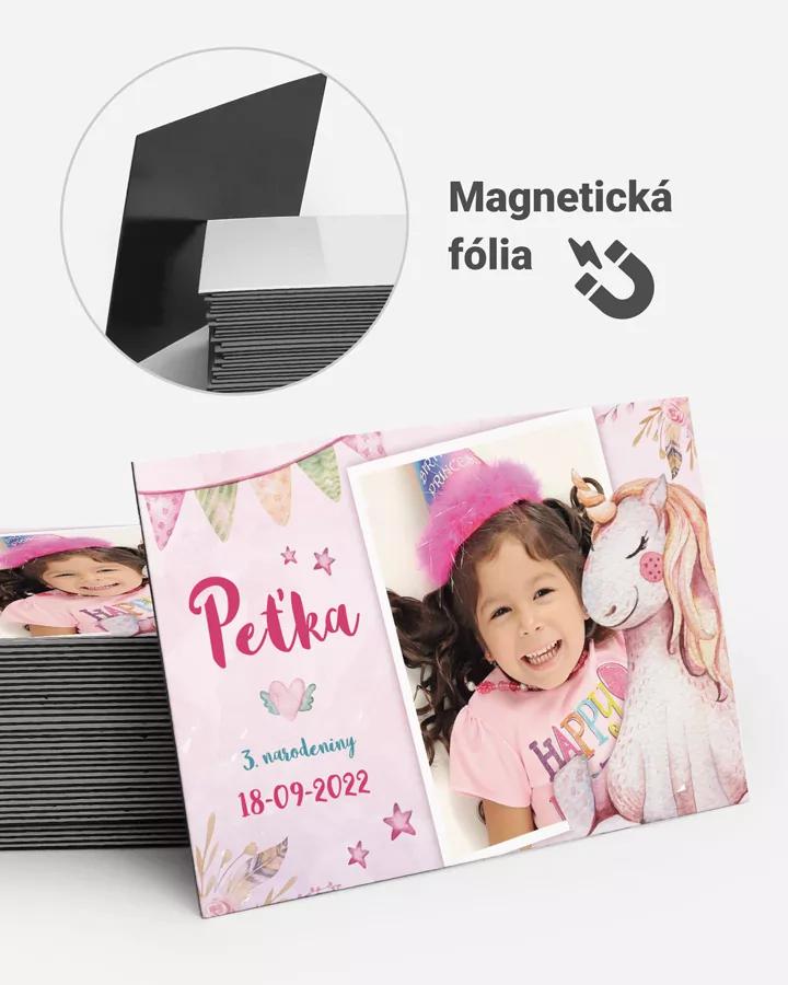 Pamätné magnetky z oslavy obdĺžnik - Jednorožec s fotkou