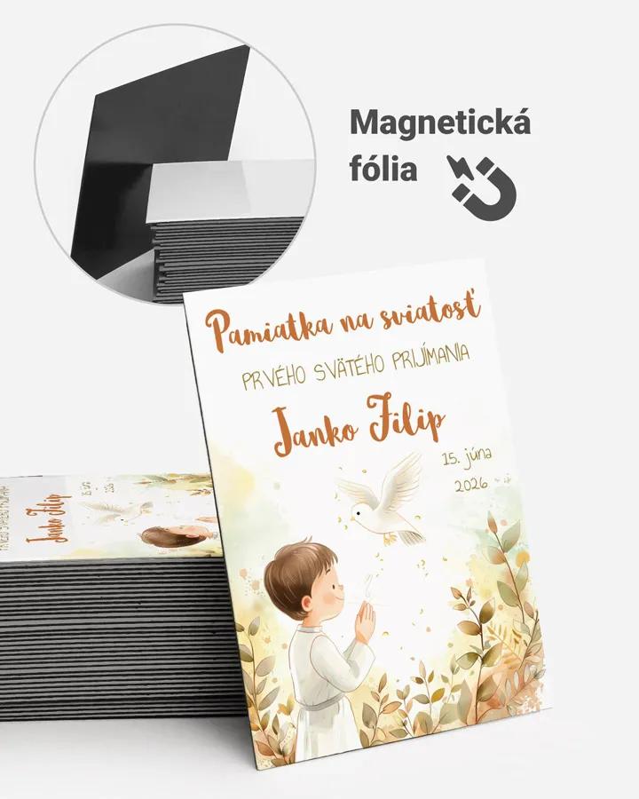 Pamätné magnetky zo sviatosti krstu, prijímania, konfirmácie - motív 17 chlapec