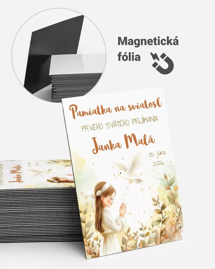 Pamätné magnetky zo sviatosti krstu, prijímania, konfirmácie - motív 17 dievča