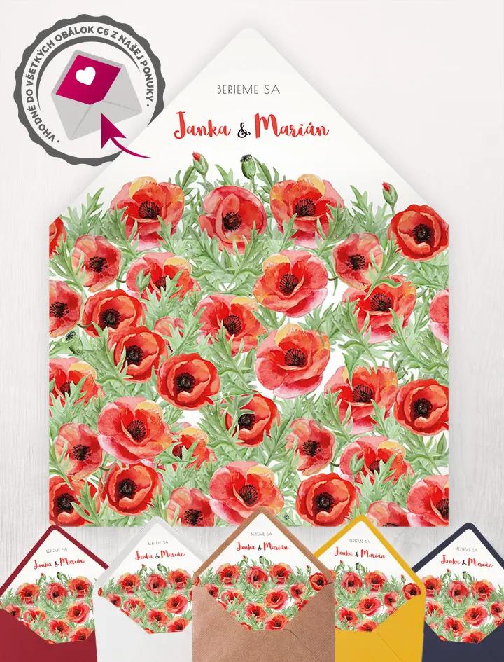 Vnútorná vložka do obálky s menami - Poľné maky